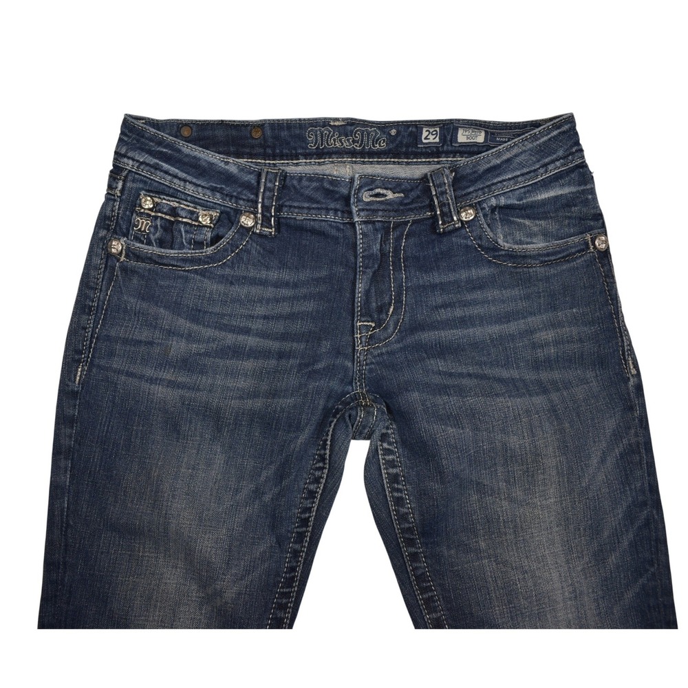 Miss Me JP5311B0 Bootcut Jeans Blue Embellished Pocket Womens 29 Medium Wash